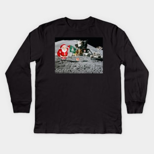 Santa on The Moon Kids Long Sleeve T-Shirt